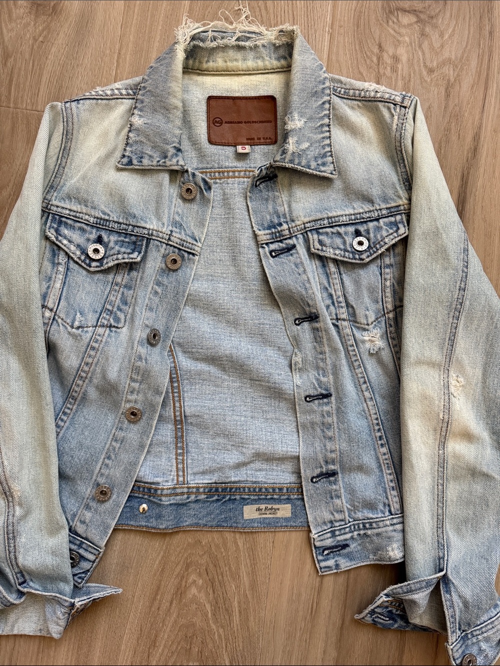 AG womens Distressed Jean jacket “Robyn”  size Small